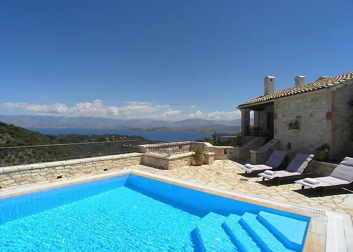 Traditional Stone Olympia Sea View Private Pool 빌라 Viggla